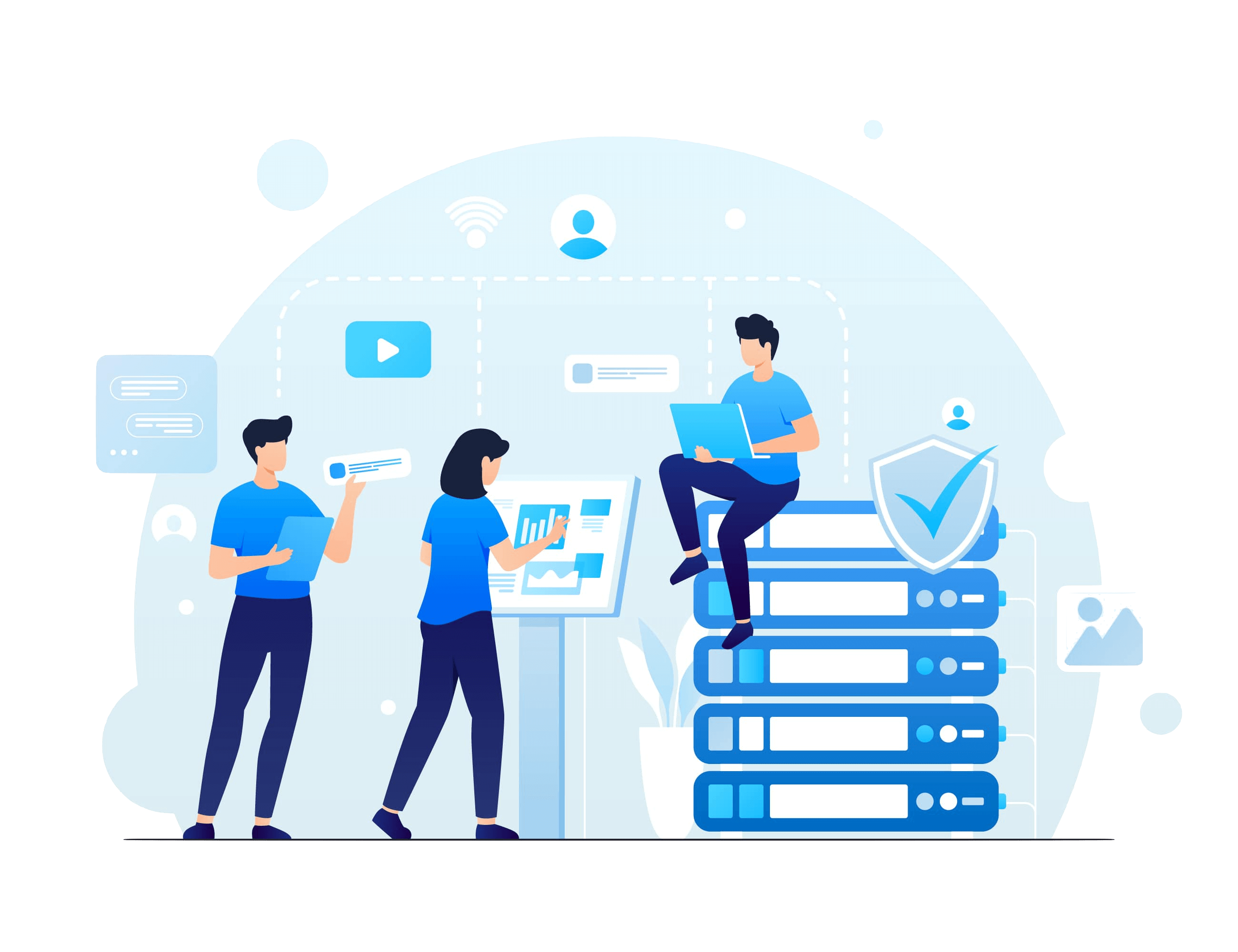 People connecting and sending messages